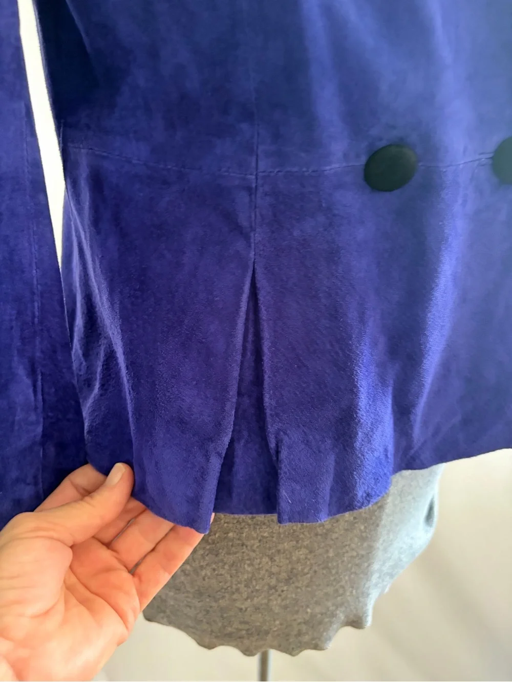 Vtg 80s cobalt blue suede skirt set NOS